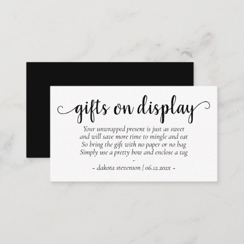 Simple Gifts on Display  Black Script Any Event Enclosure Card