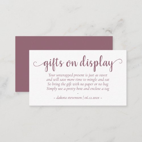 Simple Gifts on Display  Mauve Pink Any Event Enclosure Card