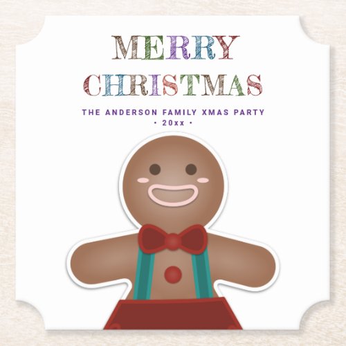Simple Gingerbread Cookies Christmas Holiday Party Paper Coaster