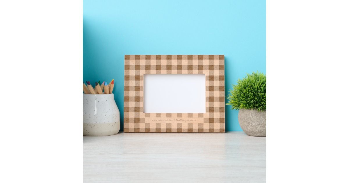 Simple Gingham Pattern with Name Engraved Frames | Zazzle