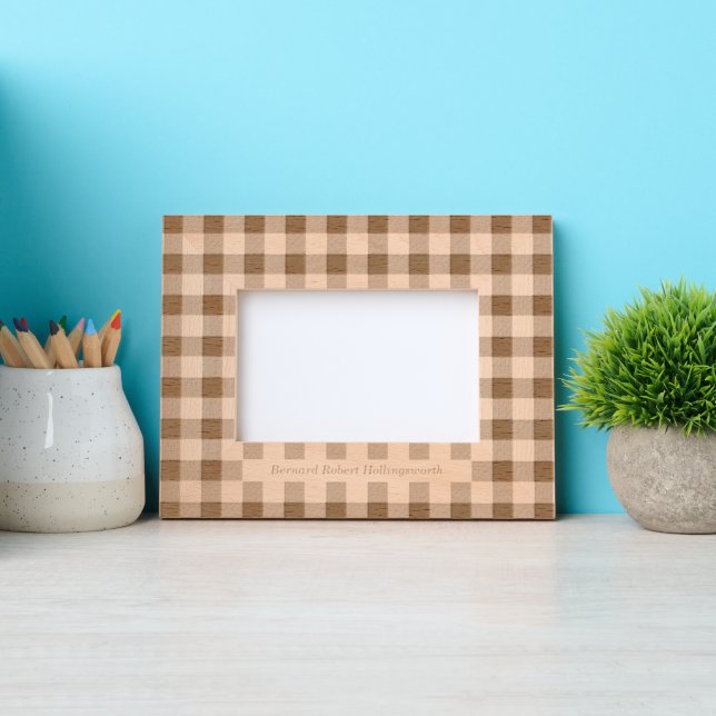 Simple Gingham Pattern with Name Engraved Frames (Front)