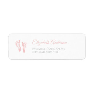 Simple Girl Baby Shower Precious Pink Footprints Label