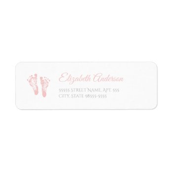 Simple Girl Baby Shower Precious Pink Footprints Label by PartyPlans at Zazzle