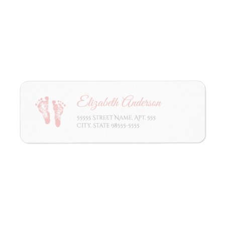 Simple Girl Baby Shower Precious Pink Footprints Label