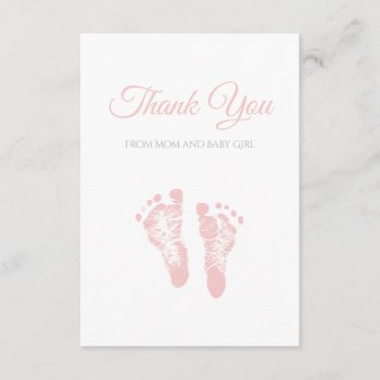 Simple Girl Baby Shower Thank You Pink Footprints by PartyPlans at Zazzle