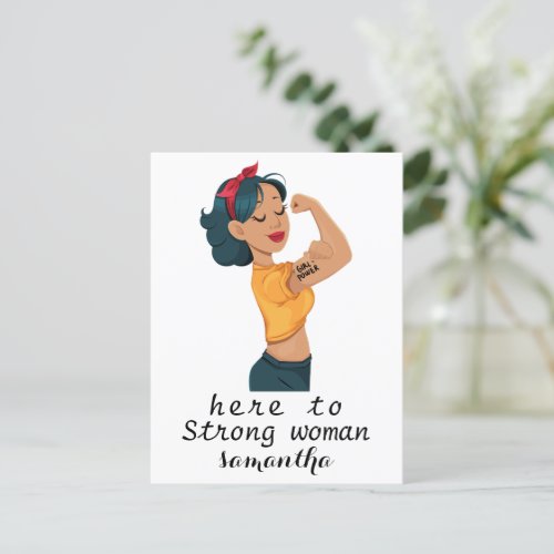 Simple girl power womens day 2024 postcard