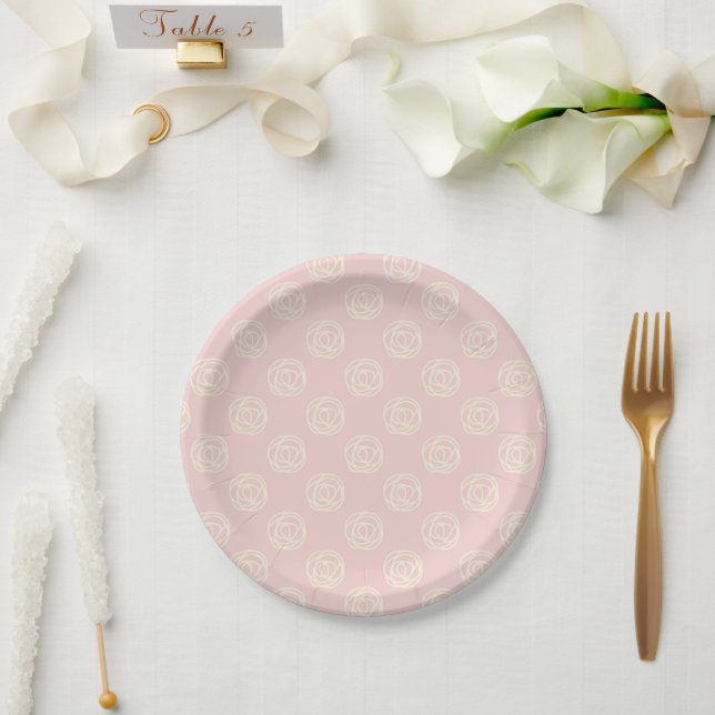 Simple Girls Watercolor Floral  Baby Shower Paper Plates (Wedding)