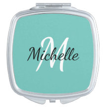 Simple Girly Blue Monogram Initial + Name