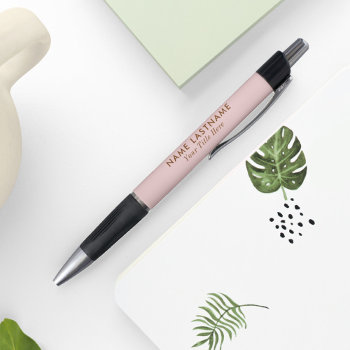 Simple Girly Blush Pink Elegant Modern Name Title Pen by pinkpinetree at Zazzle