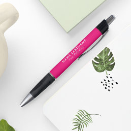 Simple Girly Bright Pink Elegant Modern Name Title Pen