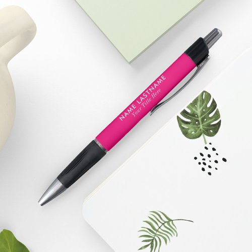 Simple Girly Bright Pink Elegant Modern Name Title Pen