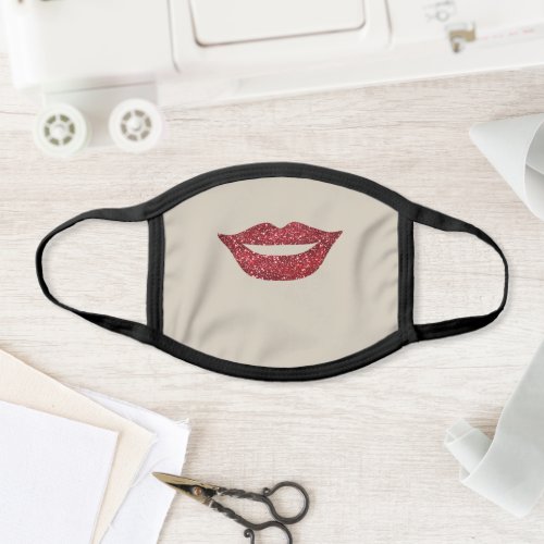 Simple Girly Faux Glitter Red Lips Smile Face Face Mask