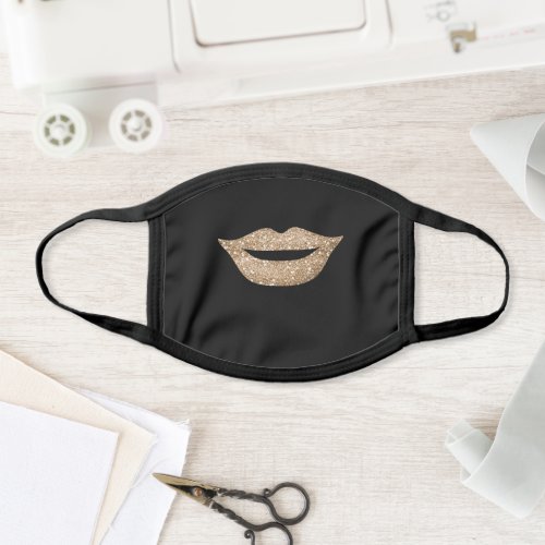 Simple Girly Faux Gold Glitter Lips Smile Face Face Mask