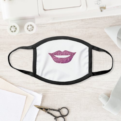 Simple Girly Faux Purple Glitter Lips Smile Face Face Mask