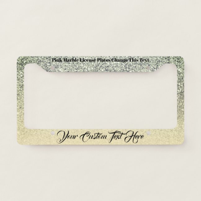 Simple Girly Feminine printed sparkle effect License Plate Frame