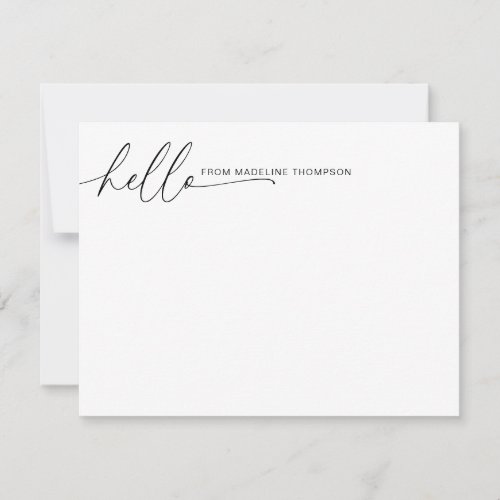 Simple Girly Hello Script Name Contemporary Note Card