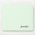 Simple Girly Personalized Script Mint Green Mouse Pad<br><div class="desc">Enhance your workspace with the Simple Girly Personalized Script Mint Green Mouse Pad. This elegant accessory features a soft mint green background, offering a refreshing and calming aesthetic. The personalized script adds a touch of sophistication, allowing you to customize it with your name or a special message. Perfect for adding...</div>