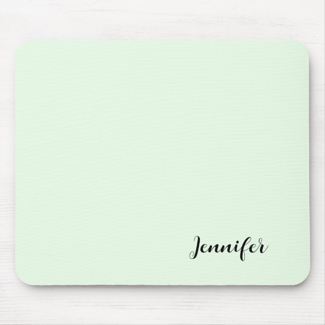 Simple Girly Personalized Script Mint Green Mouse Pad (Front)