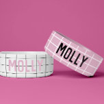 Simple Girly Pink Check Graphic Modern  Bowl<br><div class="desc">Modern,  geometric grid pattern customizable pet bowl in a girly pink. This bowl is a super cute accessory for your pet or an Ideal gift for the pet owner in your life,  Personalized with names in a pink color way and matching accessories are available.</div>