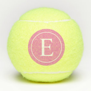Simple Girly Pink Monogram Initial Letter Tennis Balls