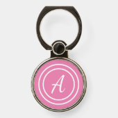 Simple Girly Pink Monogram Initial Phone Ring Stand (Front)