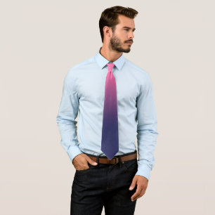 Simple Girly Pink Purple Color Gradient Ombre Neck Tie