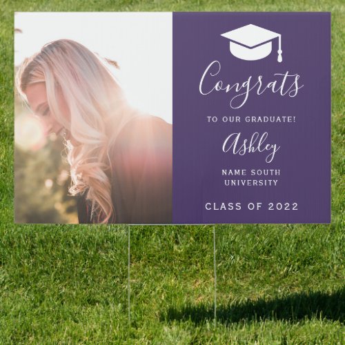Simple girly typography purple photo graduation sign