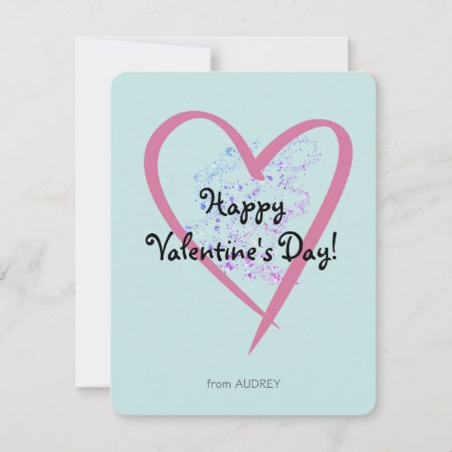 Simple Glitter Classroom Valentines Day  Note Card