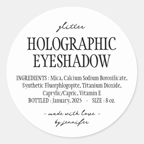 Simple Glitter Holographic Eyeshadow Ingredients Classic Round Sticker