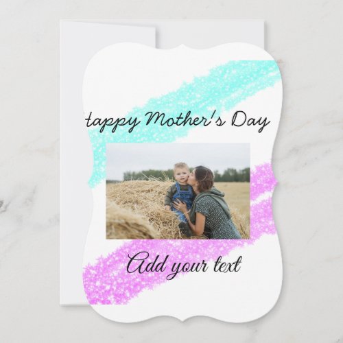 Simple glitter pink blue mothers day add name phot