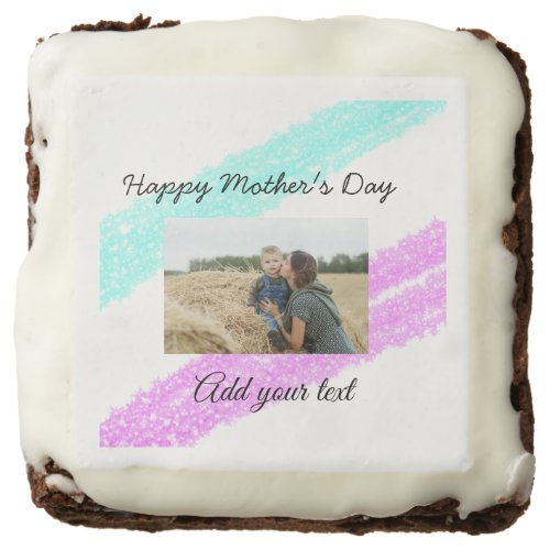 Simple glitter pink blue mothers day add name phot brownie