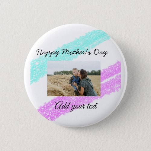 Simple glitter pink blue mothers day add name phot button
