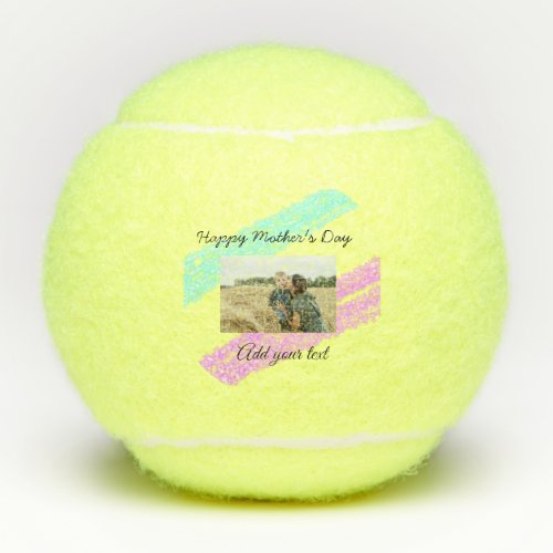 Simple glitter pink blue mothers day add name phot tennis balls