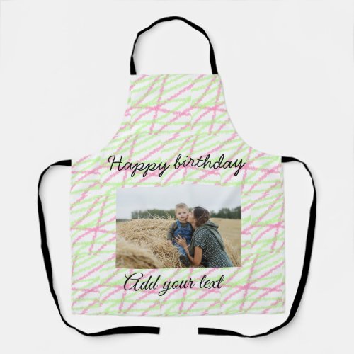 Simple glitter red green add your photo birthday apron