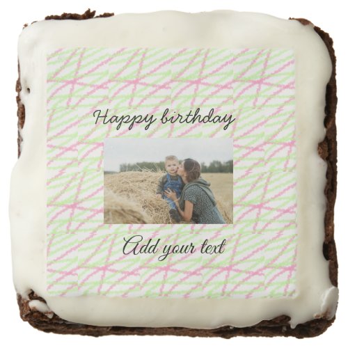 Simple glitter red green add your photo birthday   brownie