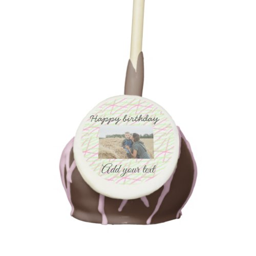 Simple glitter red green add your photo birthday  cake pops