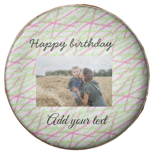 Simple glitter red green add your photo birthday  chocolate covered oreo