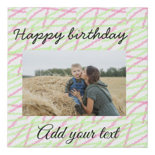 Simple glitter red green add your photo birthday faux canvas print