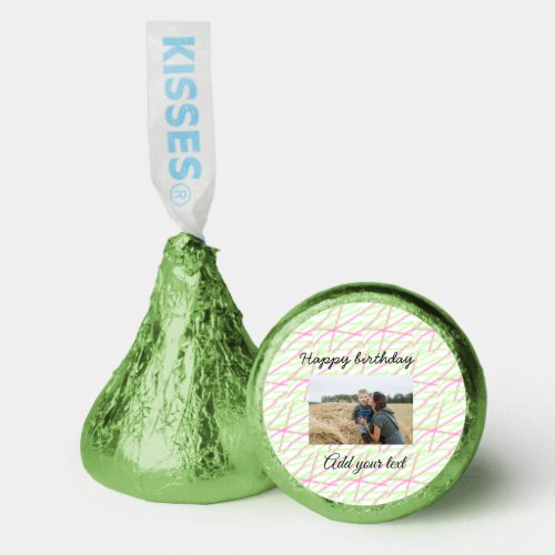 Simple glitter red green add your photo birthday   hersheys kisses