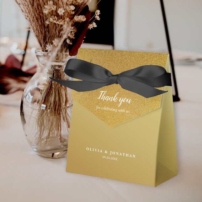 Simple Glitter Rose Gold Thank You Wedding  Favor Boxes (Simple Glitter Rose Gold Thank You Wedding Favor Box)