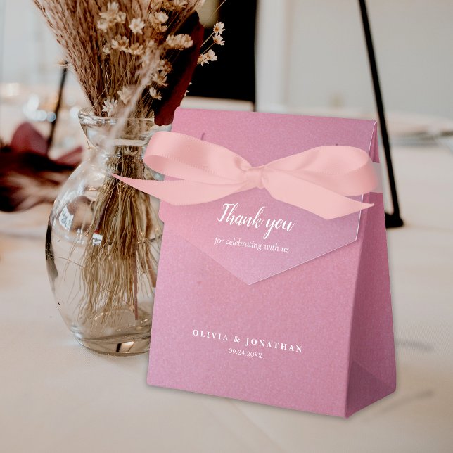 Simple Glitter Rose Gold Thank You Wedding  Favor Boxes (Simple Glitter Rose Gold Thank You Wedding Favor Box)