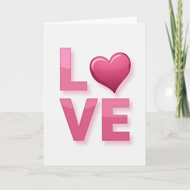 Simple Glossy Love Heart Card (Front)