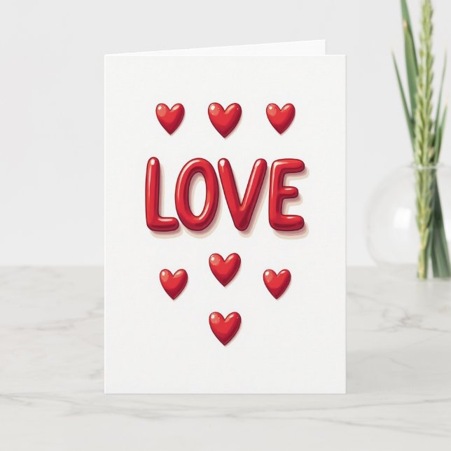 Simple Glossy Love Hearts Card (Front)