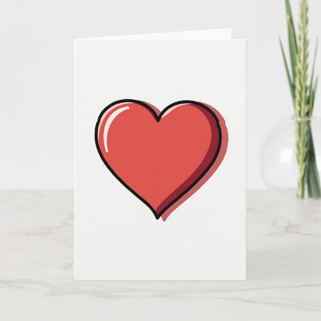 Simple Glossy Red Heart Card (Front)