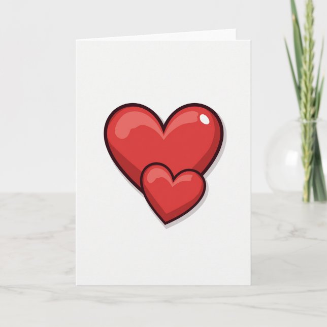 Simple Glossy Two Hearts Card (Front)