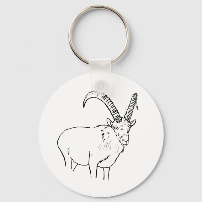 Simple Goat drawing Keychain (Front)