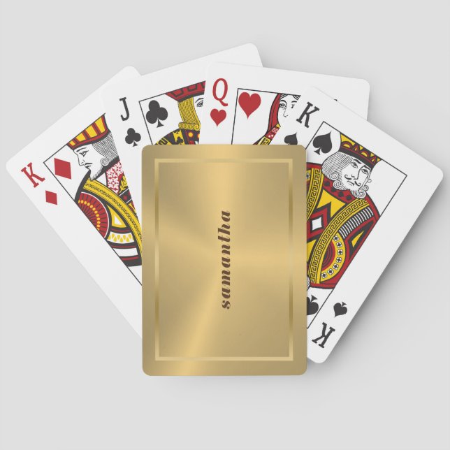 Simple god texture with gold border monogram poker cards (Back)