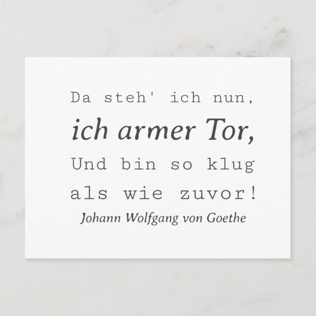 Simple Goethe quote Postcard (Front)