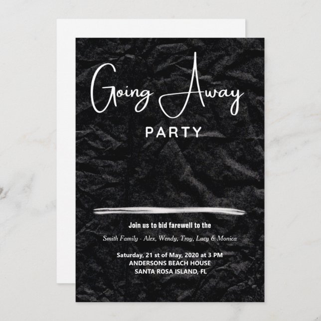  simple going away party invitations (Front/Back)