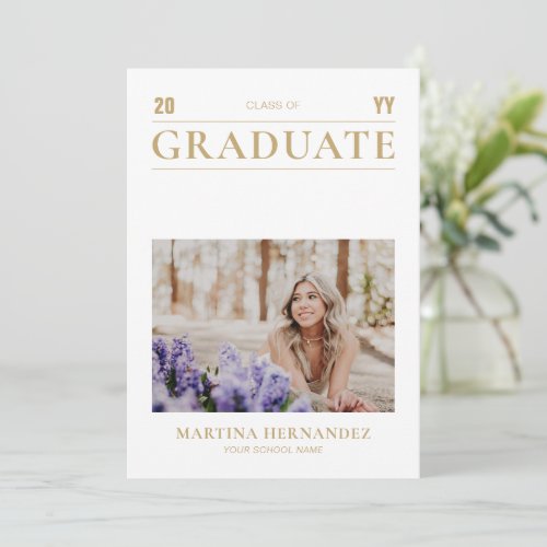 Simple Gold 2023 Graduation Photo Announcement